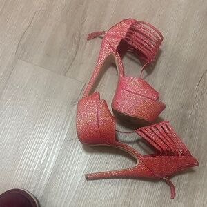 Anne Michelle Sparkling Pink Platform Heels